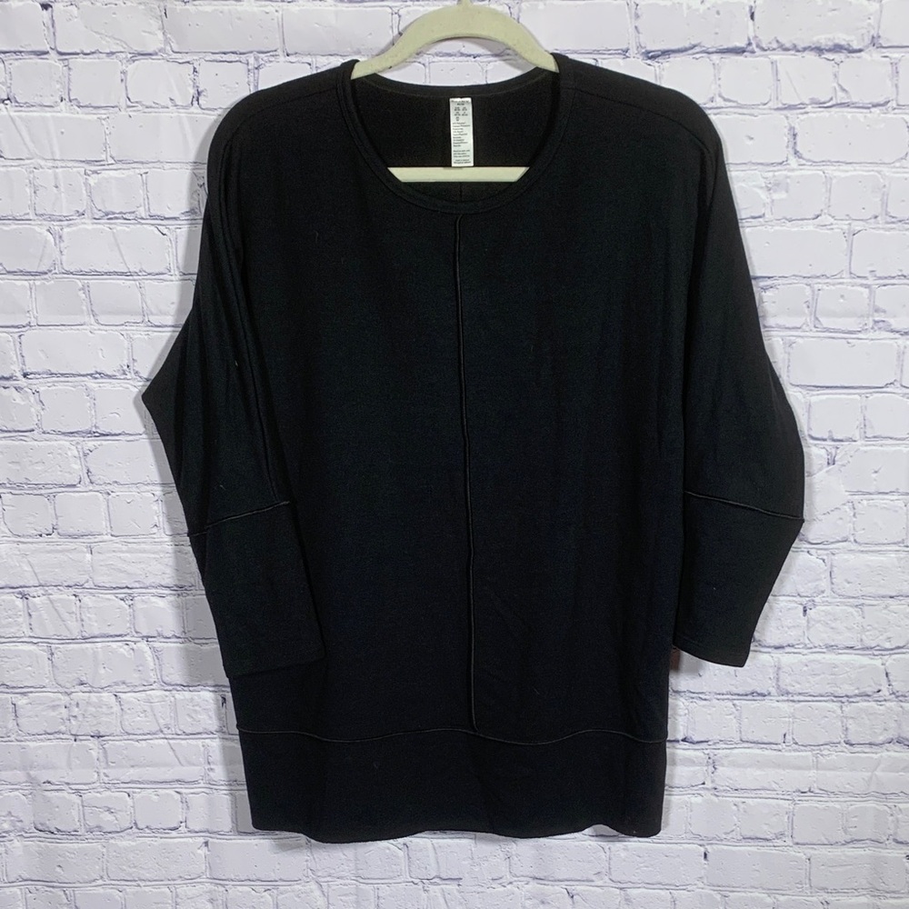 Spanx Womens Perfect Length Top Black Dolman Sleeve Tunic Sweatshirt Sz M Casual